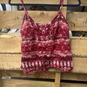 Girl Krazy Red Sleeveless Ruched Tie Front Camisole